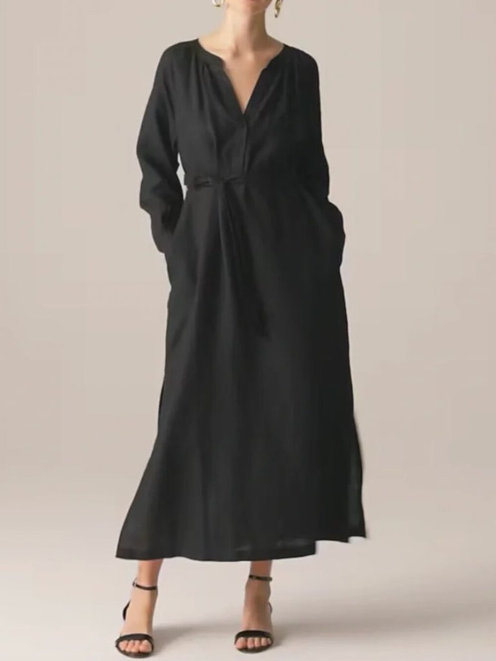 J. Crew Linen Cabana Dress Black Size S NWT Oversize
